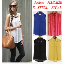 Fashion Casual Ladies Shirt Sleeveless Women Blouse (66320)